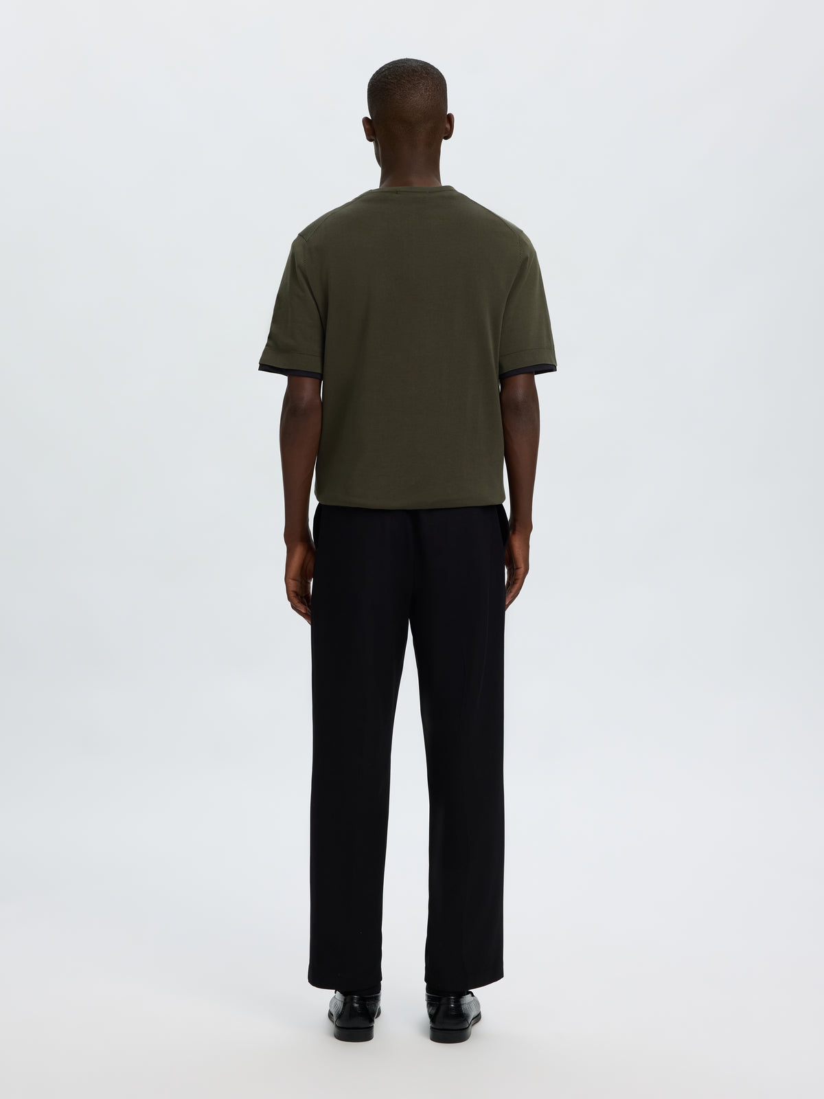 Selected Torino Ss Knit Crew Neck Donkergroen Heren