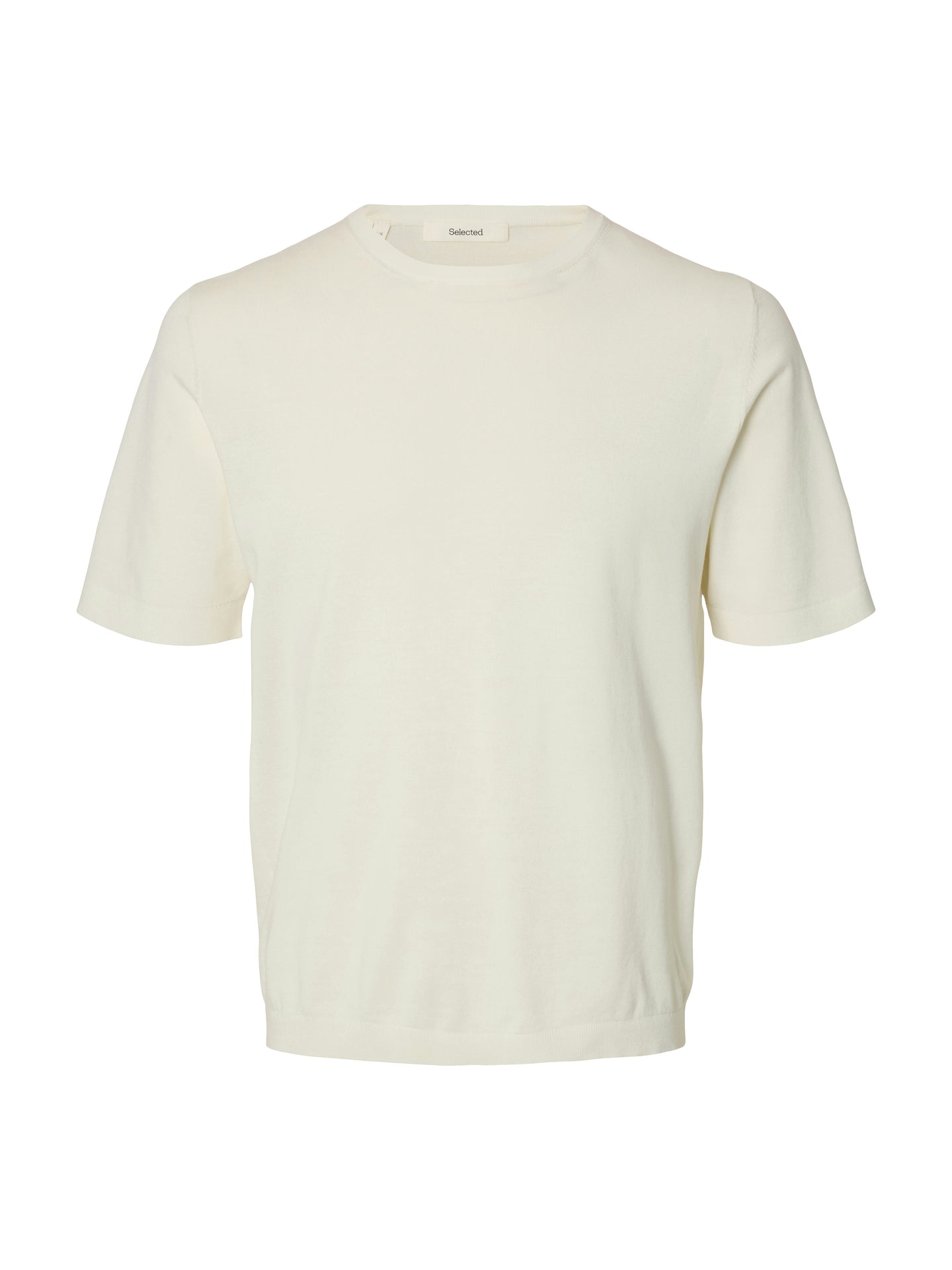 Selected Torino Ss Knit Crew Neck Wit Heren