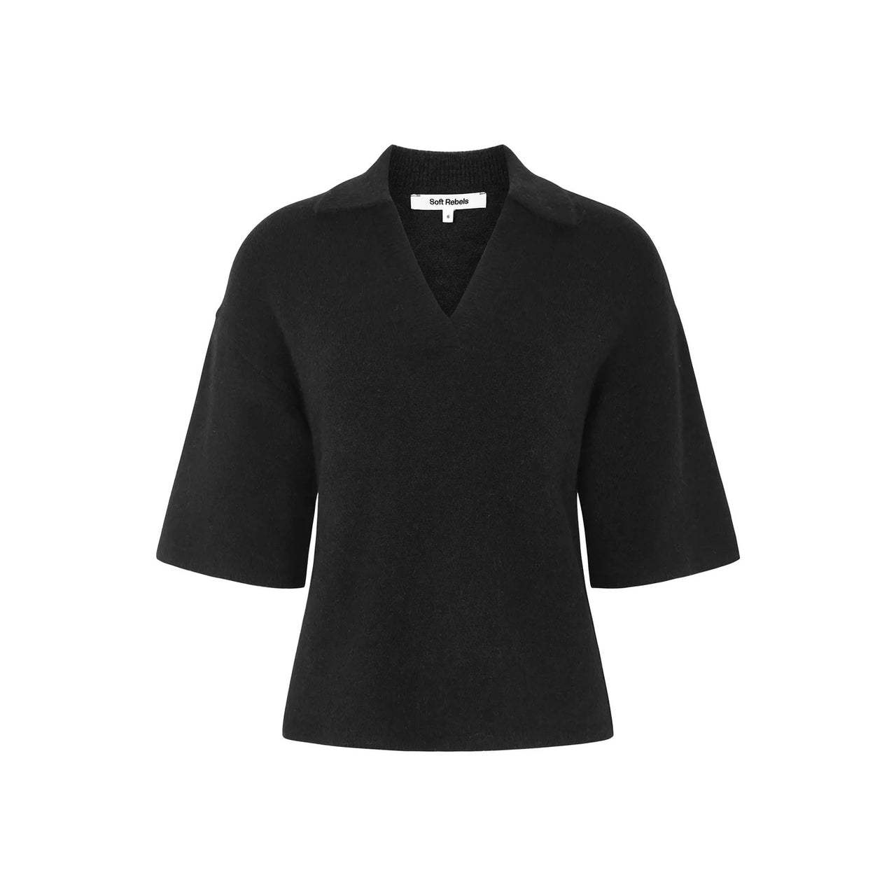 Soft Rebels Allison Polo Ss Knit Zwart Dames