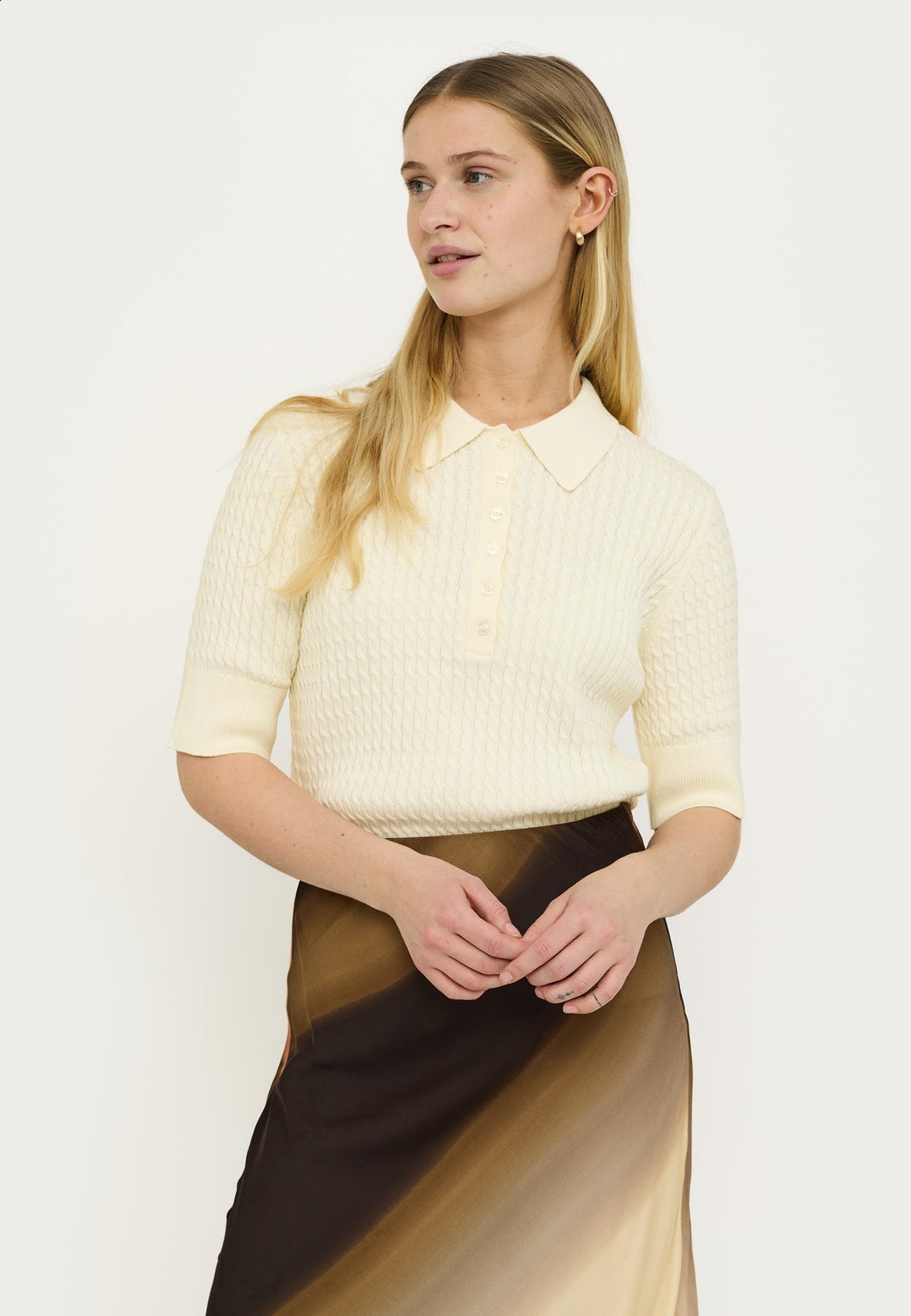 Soft Rebels Beth Polo Knit Wit Dames