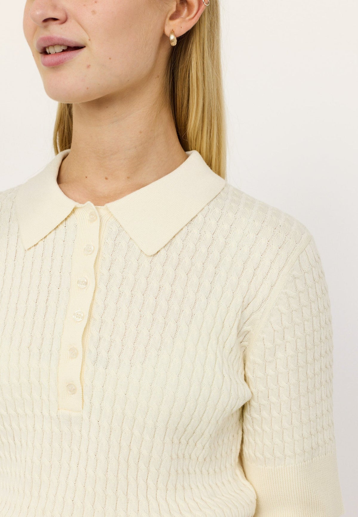 Soft Rebels Beth Polo Knit Wit Dames