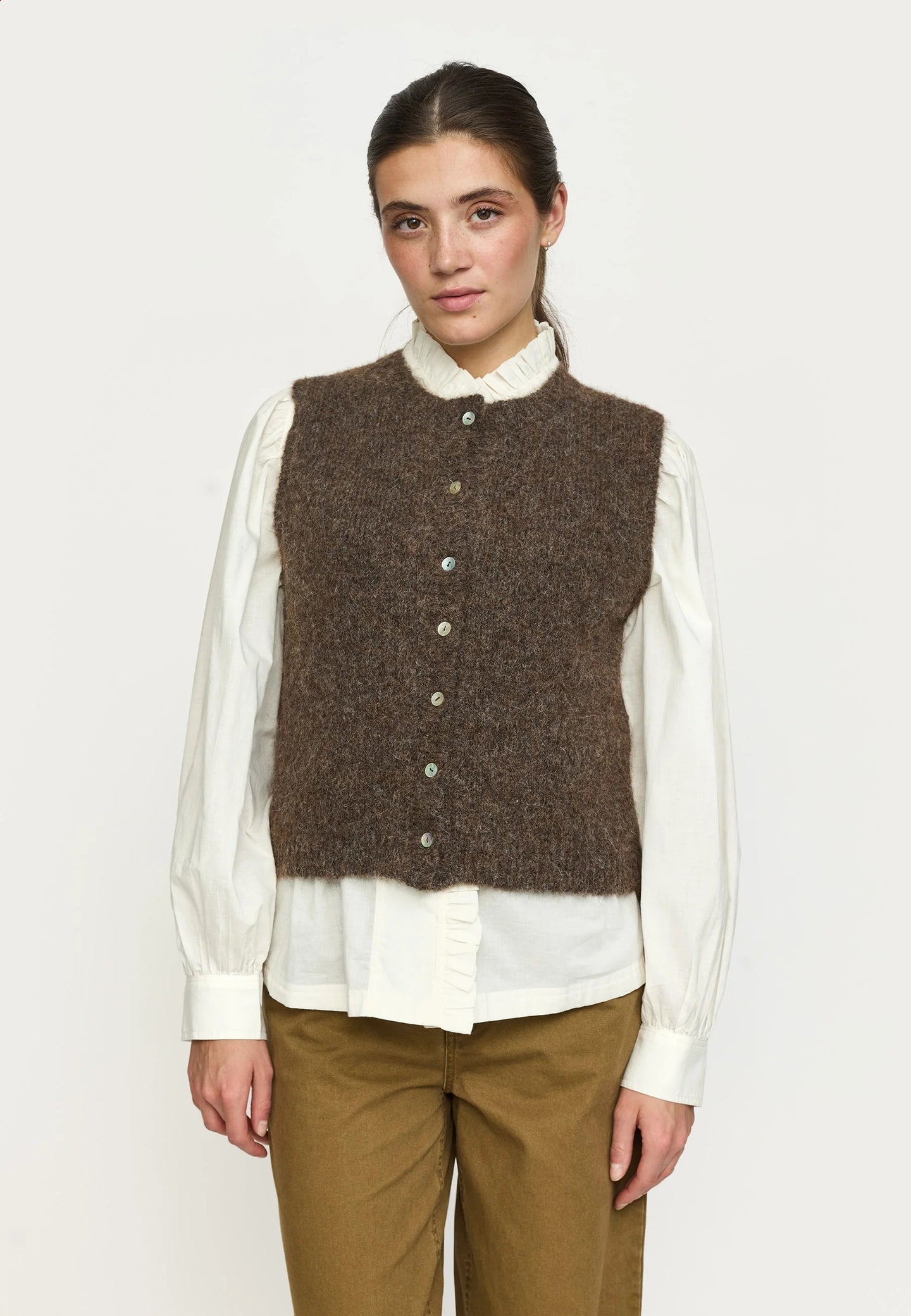 Soft Rebels Camilla Vest Knit Donkerbruin Dames