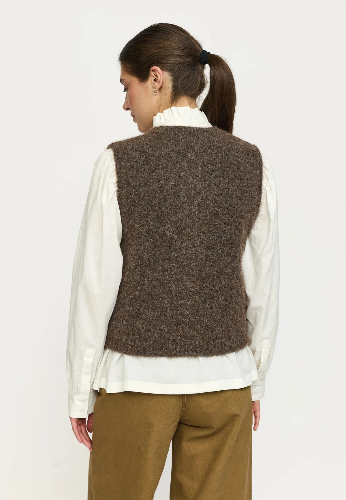 Soft Rebels Camilla Vest Knit Donkerbruin Dames