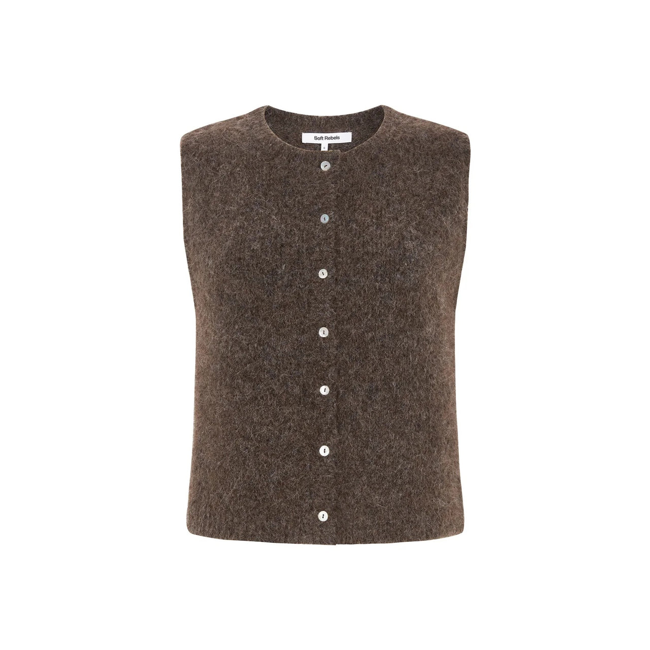 Soft Rebels Camilla Vest Knit Donkerbruin Dames