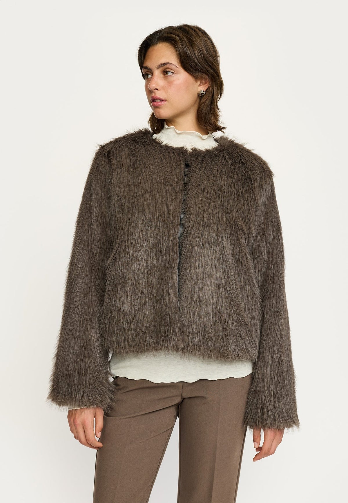 Soft Rebels Estelle Faux Fur Jacket Bruin Dames