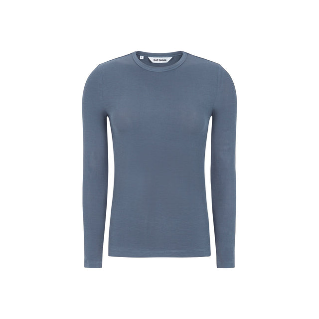 Soft Rebels Fenja Ls O-neck Top Blauw Dames