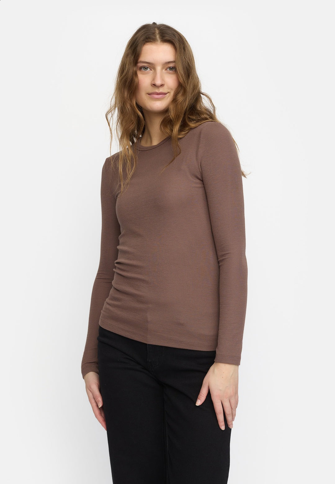 Soft Rebels Fenja Ls O-neck Top Bruin Dames