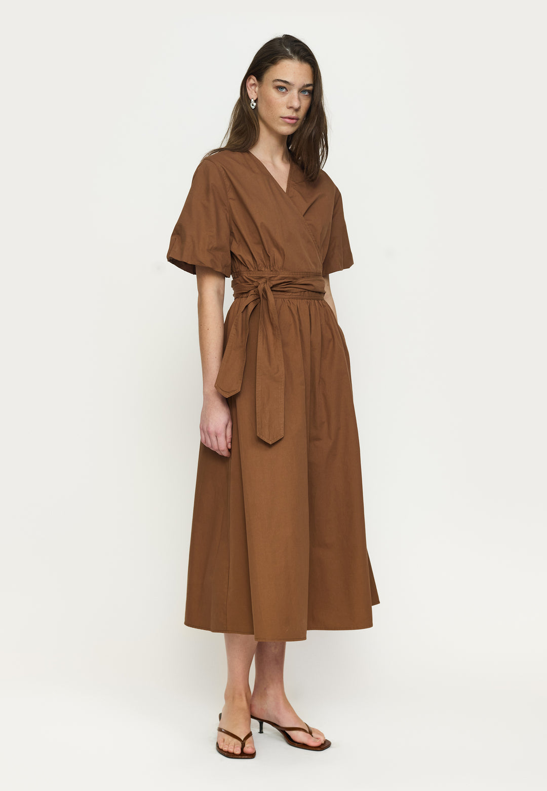 Soft Rebels Halen Midi Dress Bruin Dames