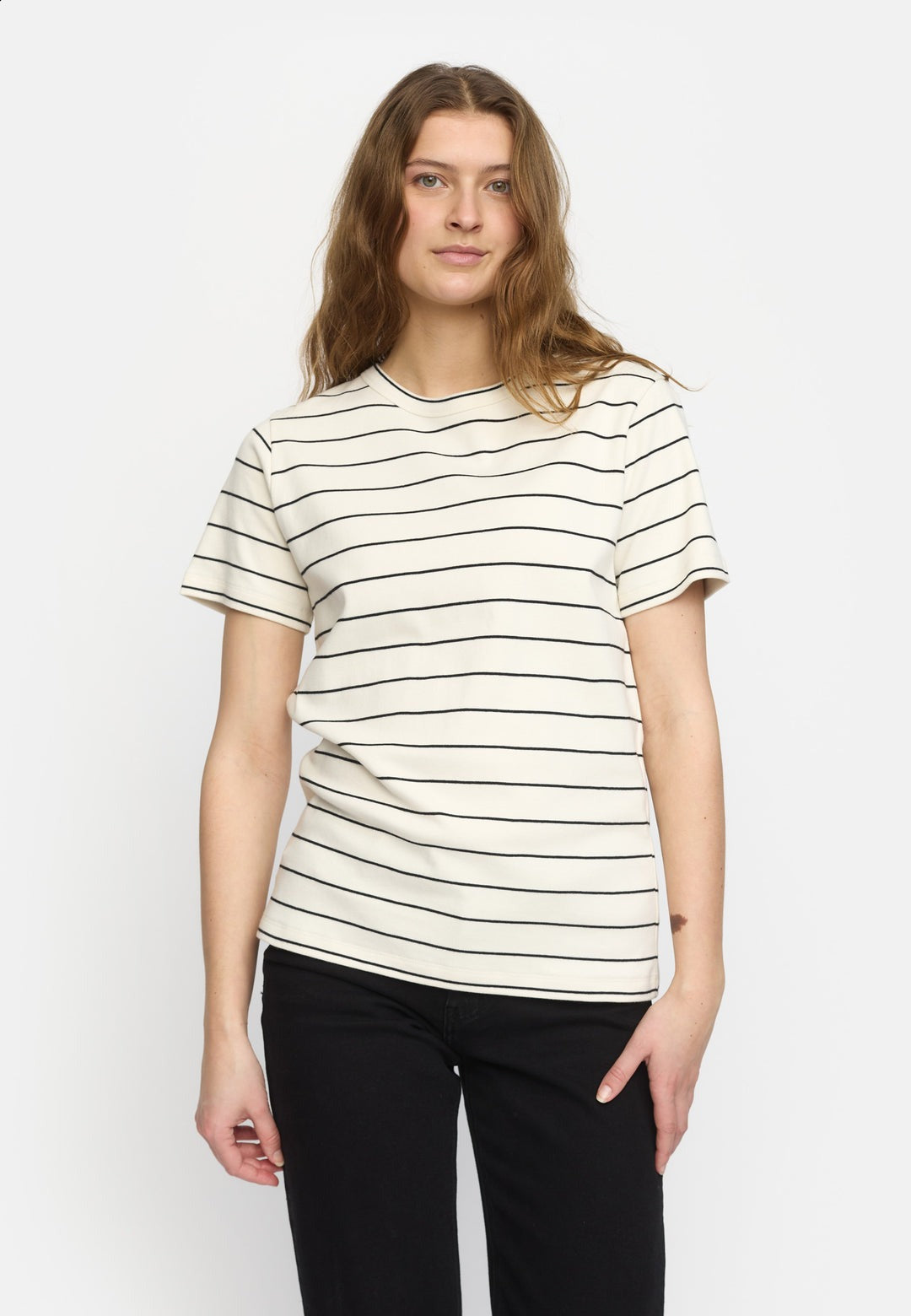 Soft Rebels Hella Stripe T-shirt Wit Dames