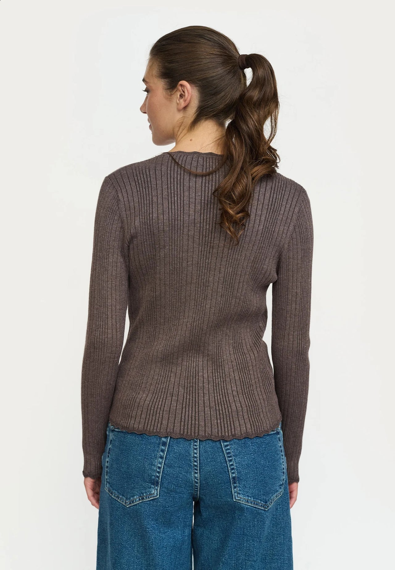Soft Rebels Marla Lace Edge Knit Bruin Dames