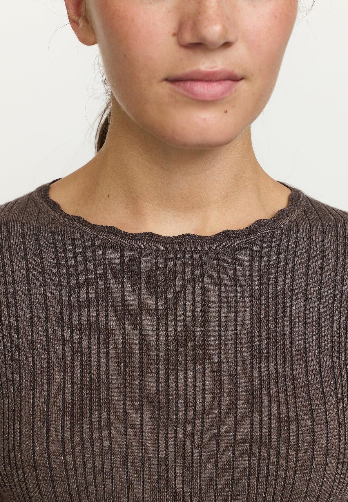 Soft Rebels Marla Lace Edge Knit Bruin Dames