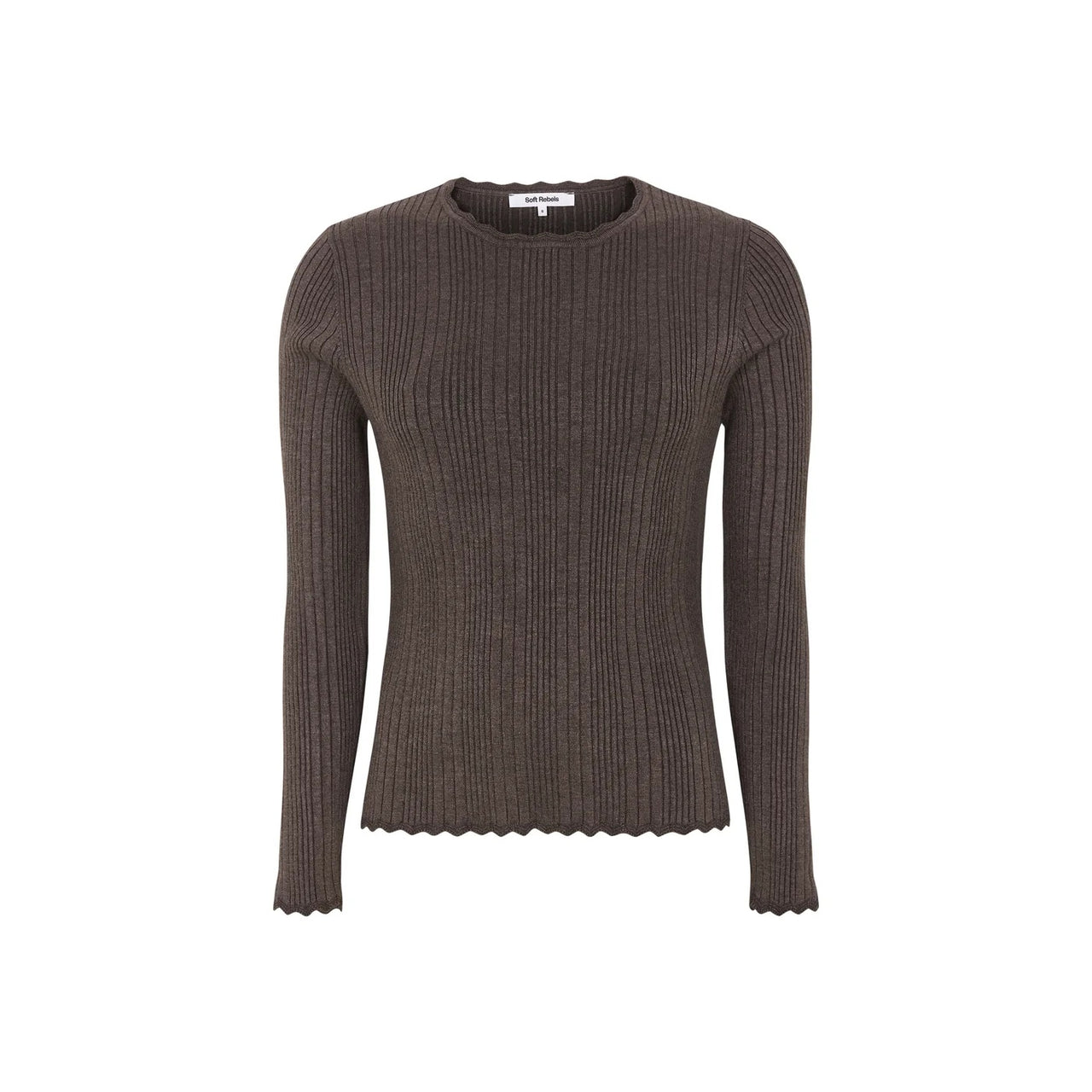 Soft Rebels Marla Lace Edge Knit Bruin Dames