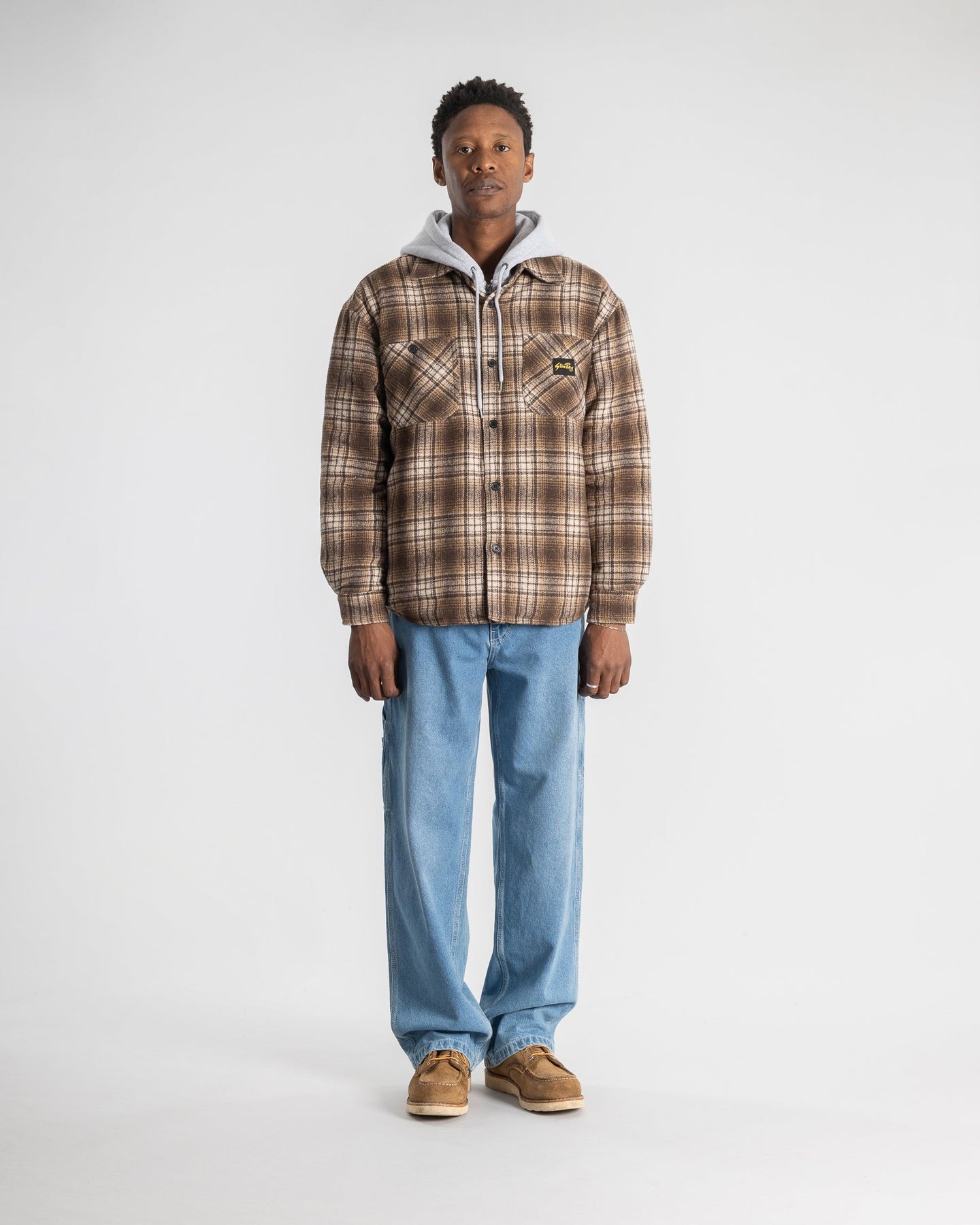 Stan Ray Quilted Plaid Overshirt Bruin Heren