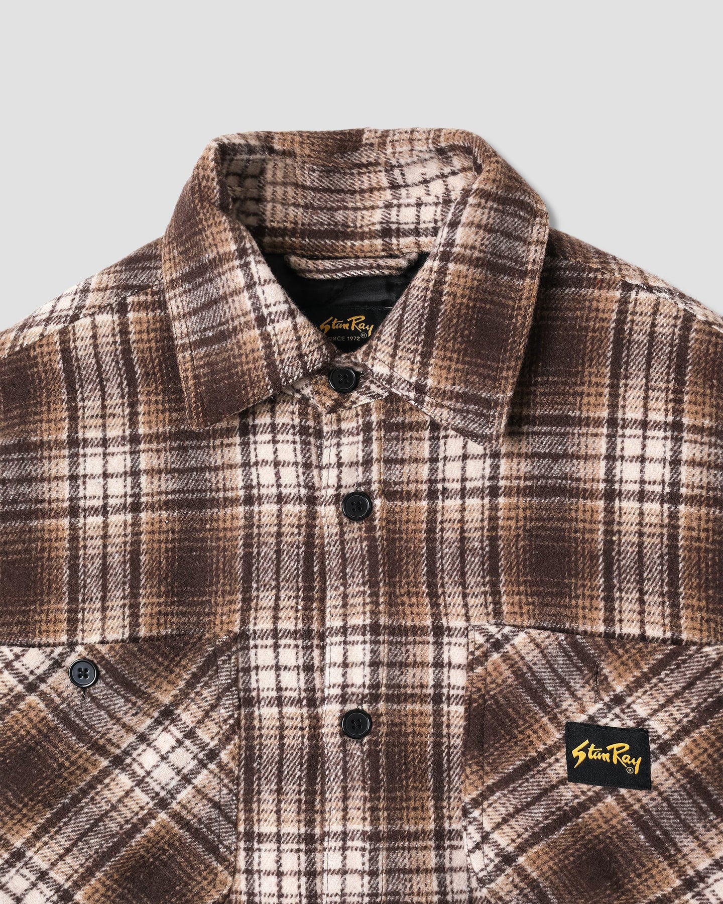 Stan Ray Quilted Plaid Overshirt Bruin Heren