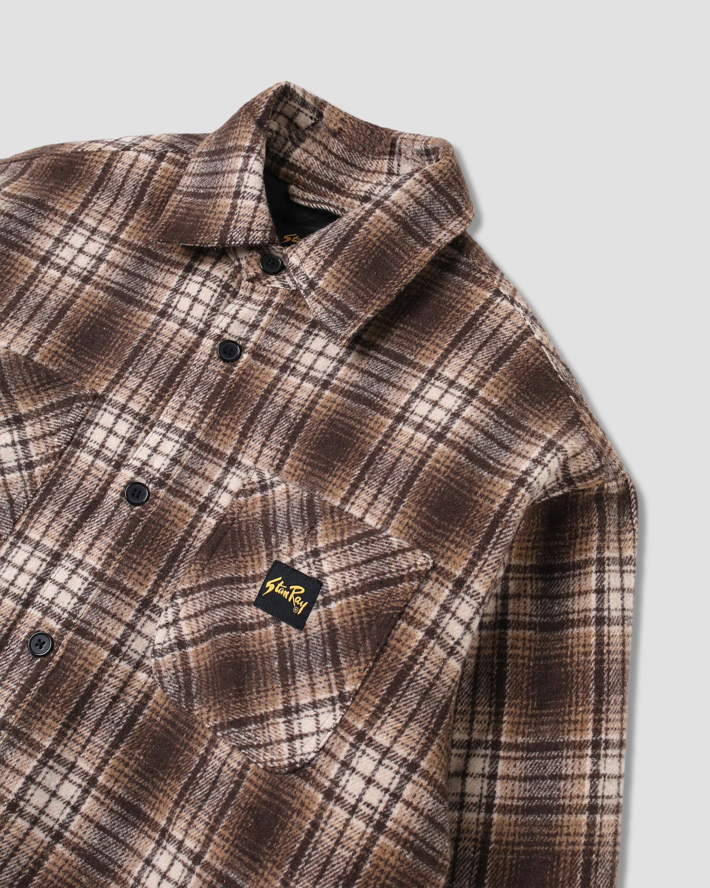 Stan Ray Quilted Plaid Overshirt Bruin Heren