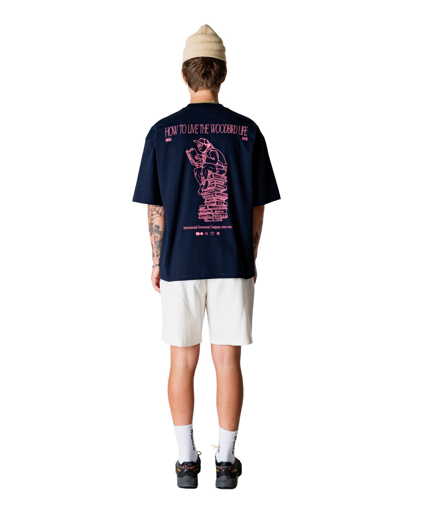 Woodbird Beam Book Tee Donkerblauw Heren