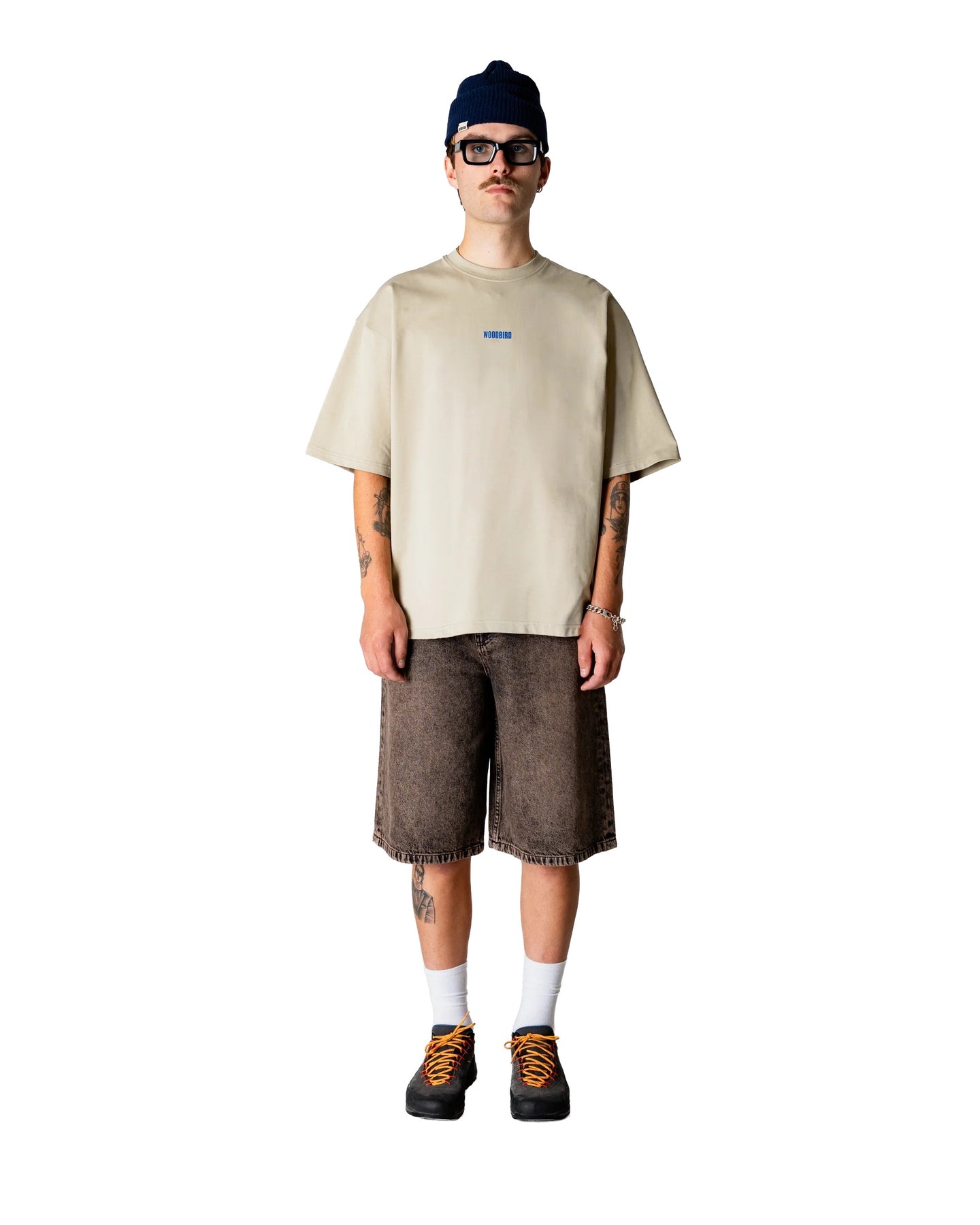 Woodbird Beam Lion Tee Grijs Heren