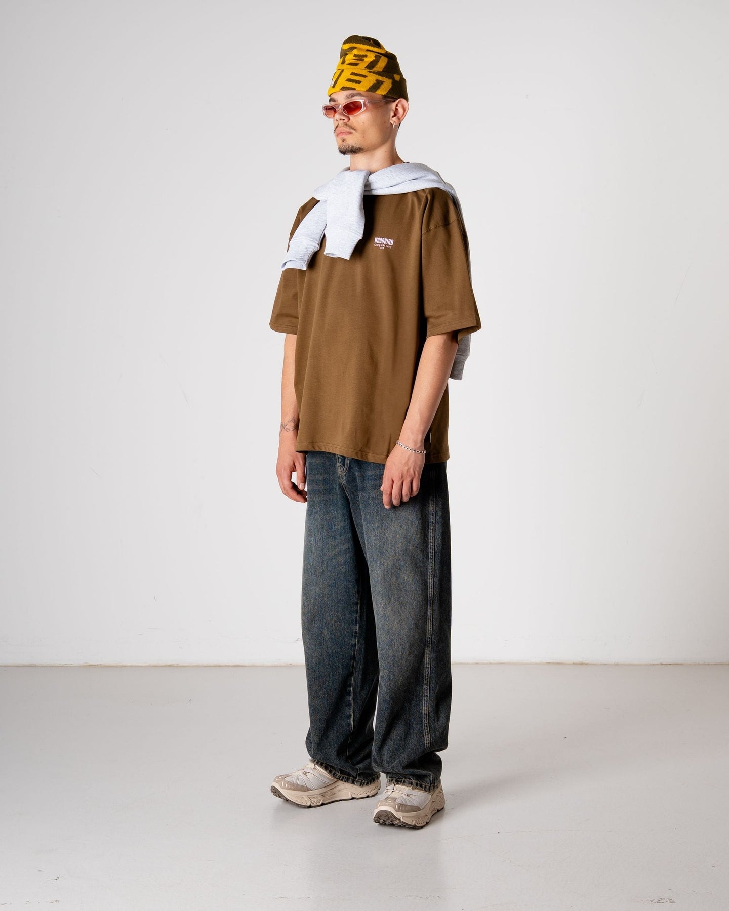 Woodbird Beam Pho Tee Bruin Heren