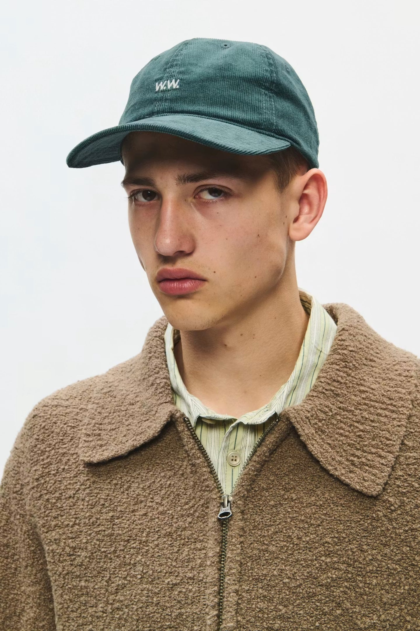 WoodWood W.W. Cord Cap Donkergroen Heren