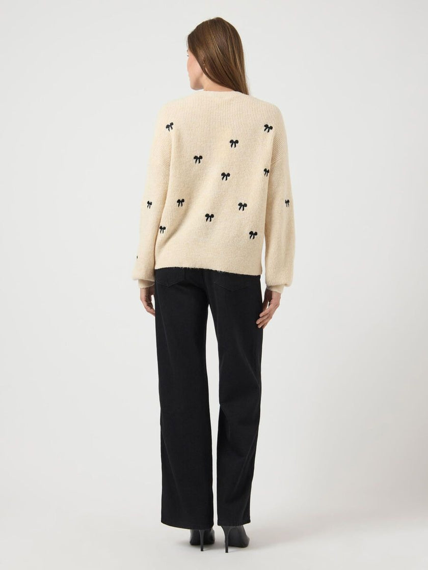 YAS Bow Ls Knit Cardigan Wit Dames