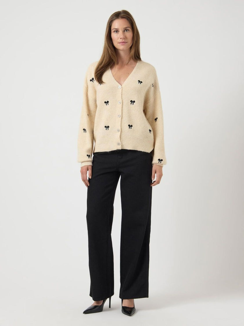 YAS Bow Ls Knit Cardigan Wit Dames