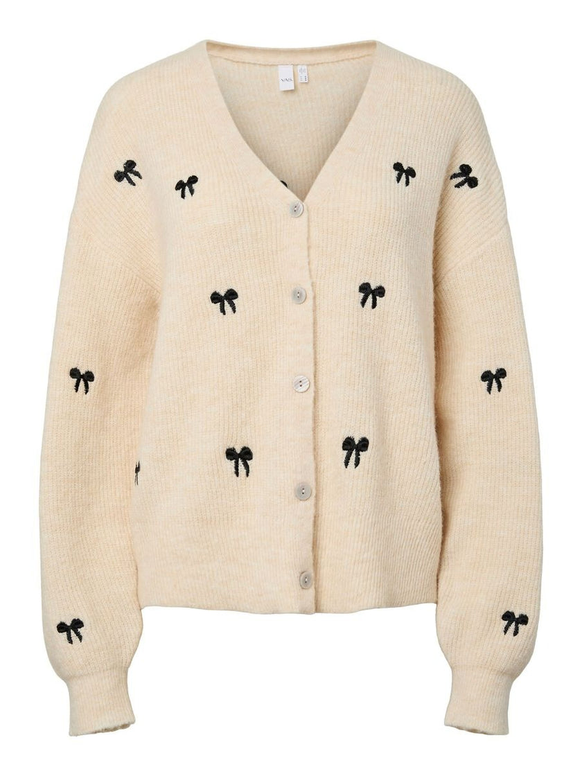 YAS Bow Ls Knit Cardigan Wit Dames