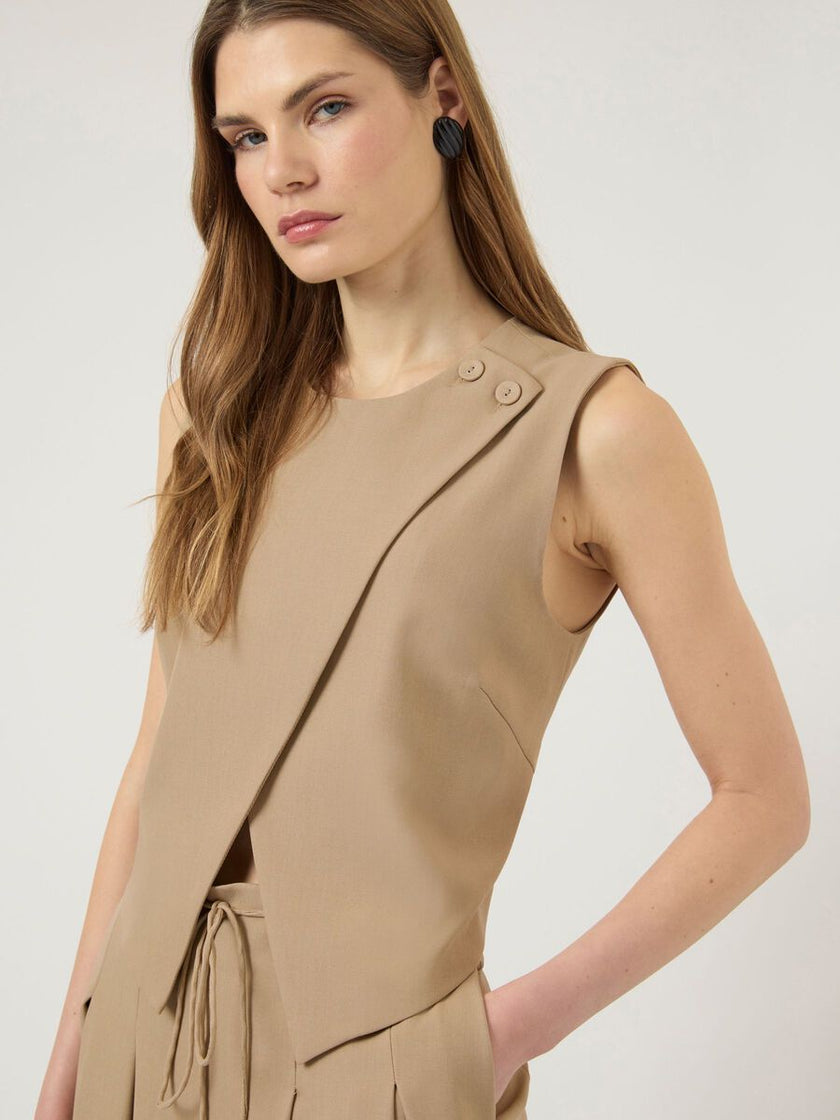 YAS Cammi Vest Lichtbruin Dames