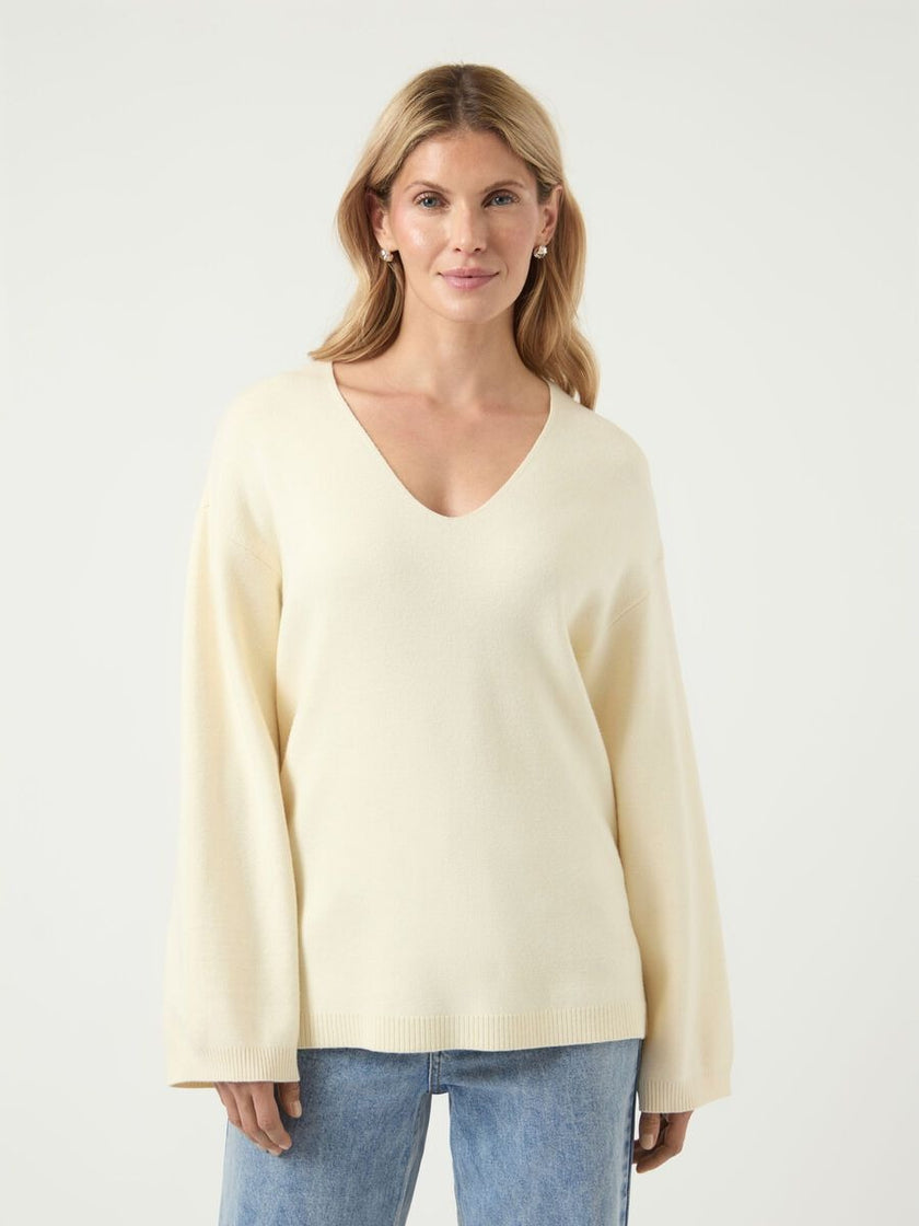 YAS Elma Ls Vneck Knit Wit Dames