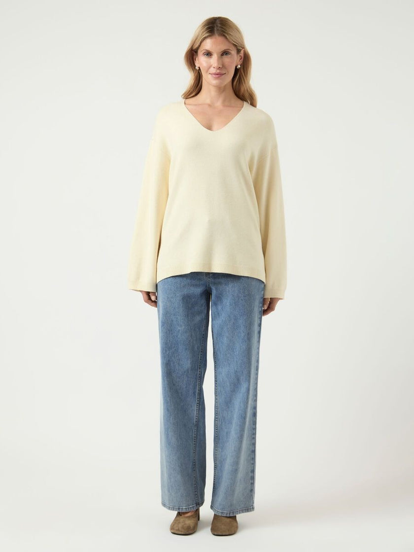 YAS Elma Ls Vneck Knit Wit Dames