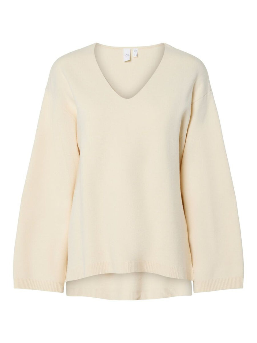 YAS Elma Ls Vneck Knit Wit Dames