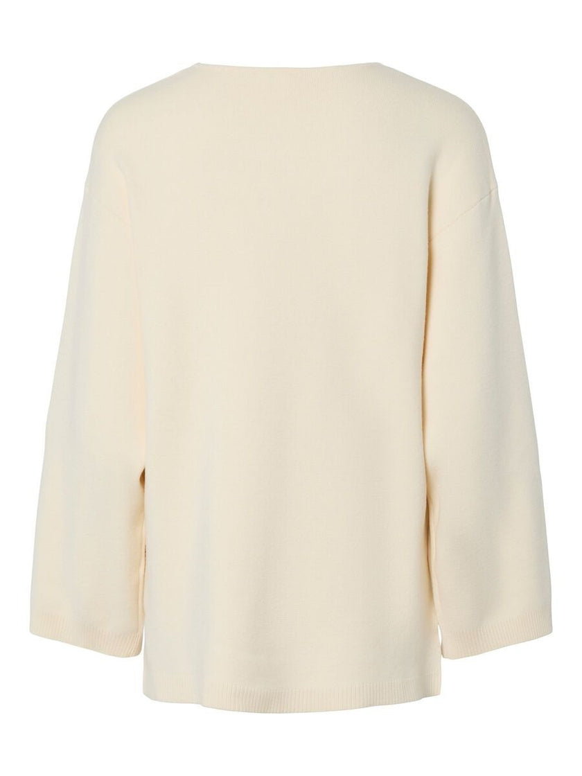 YAS Elma Ls Vneck Knit Wit Dames